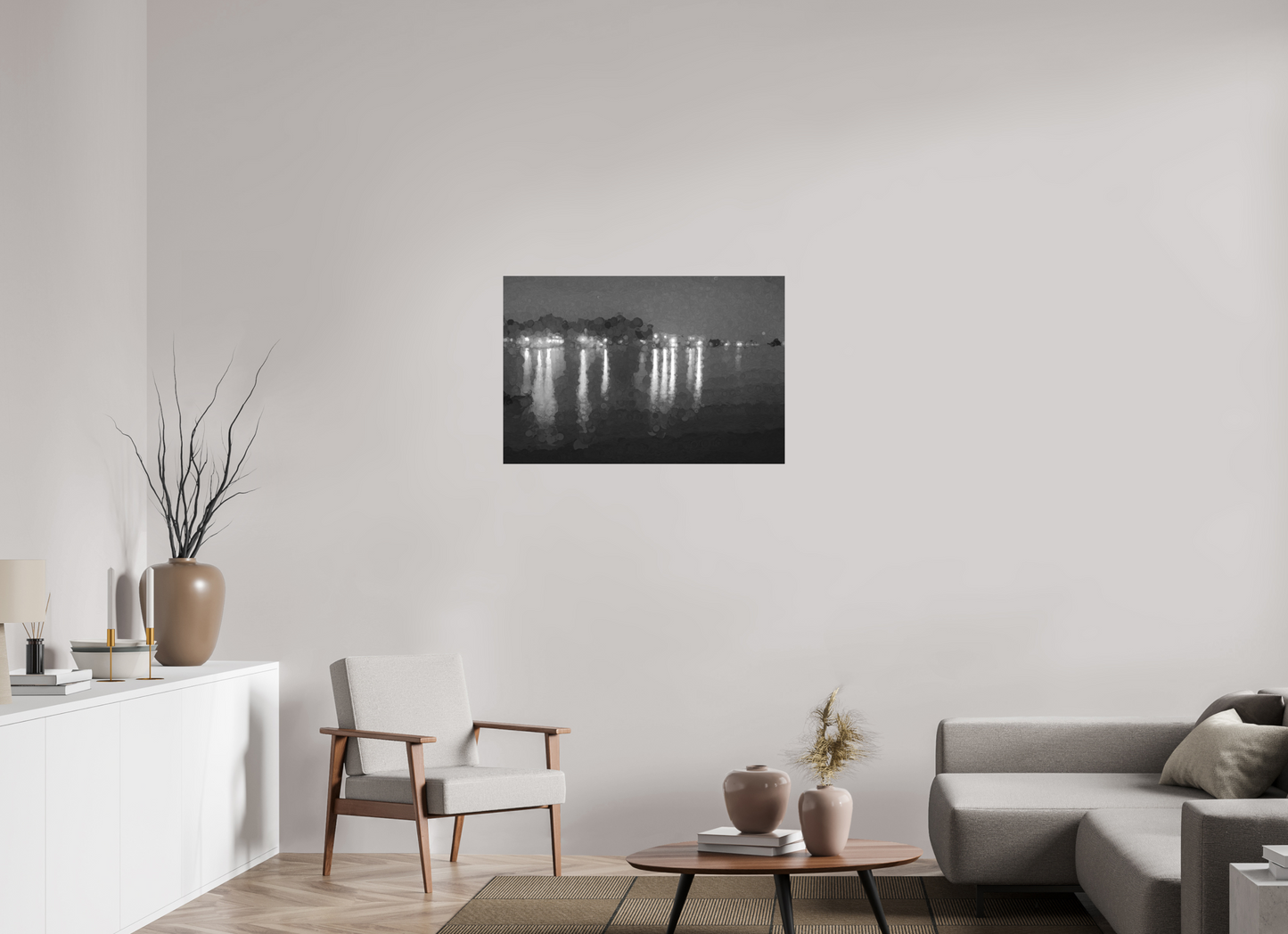 36 x 24″, Black and White Print Reflecting on the Lake Life