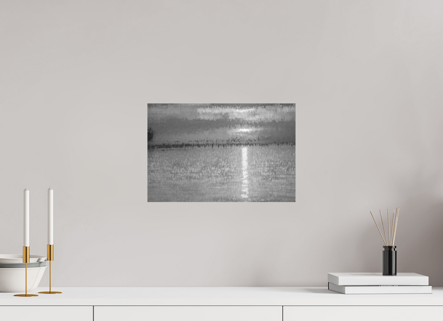 15 x 10″, Black and White Print Golden Sunset