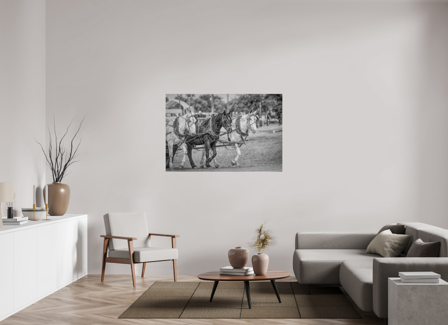 54 x 36″, Black and White Print Horsepower