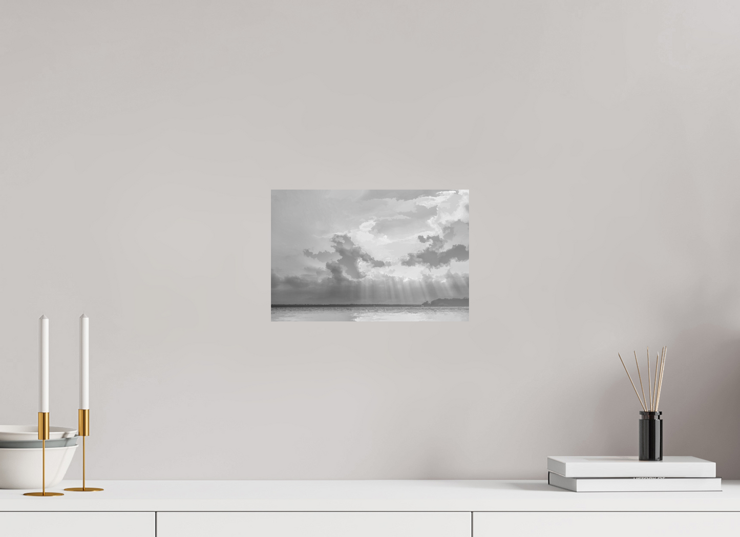 12 x 8″, Black and White Print Radiant Clouds