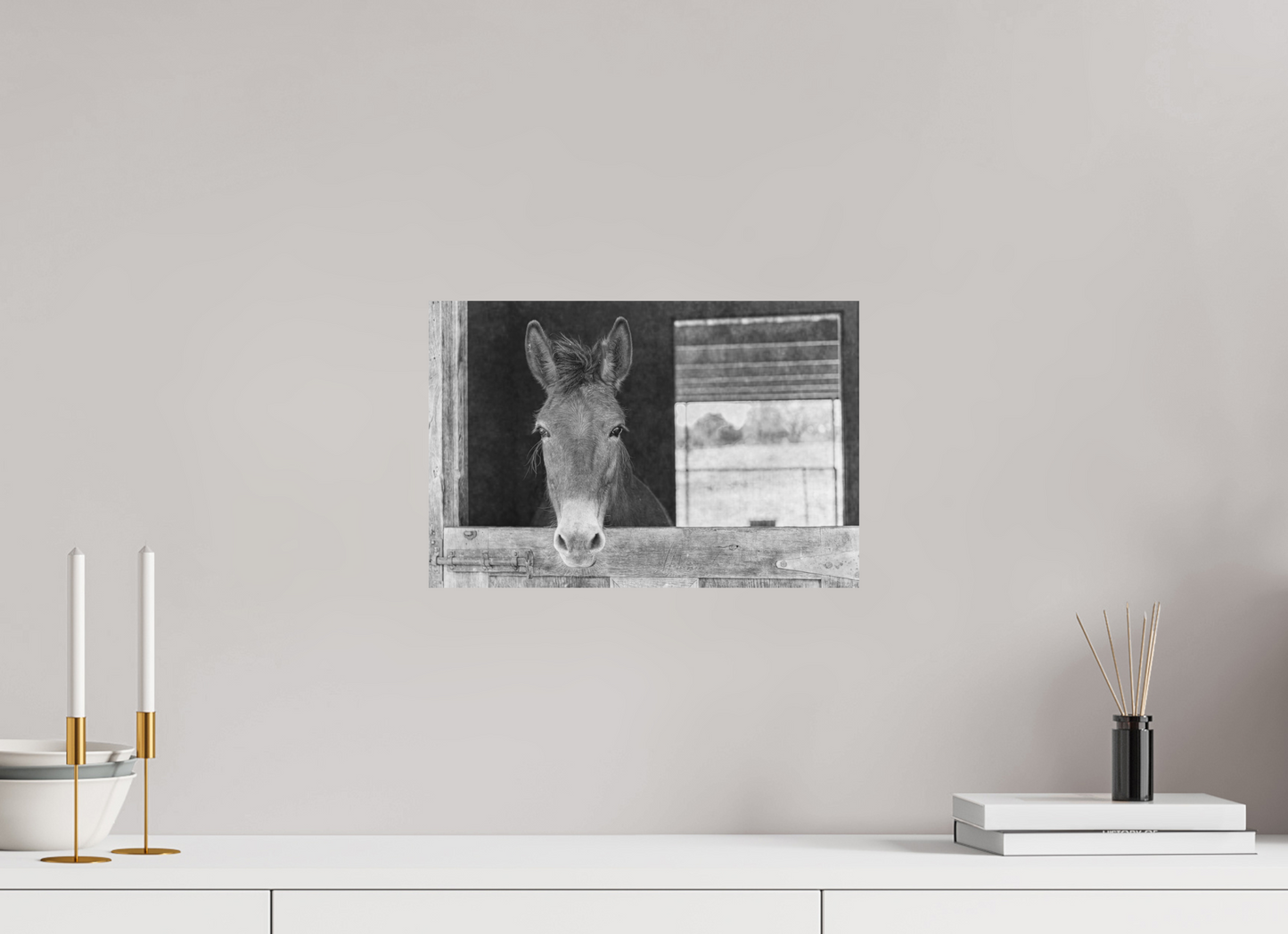 15 x 10″, Black and White Print Horsey contemplation