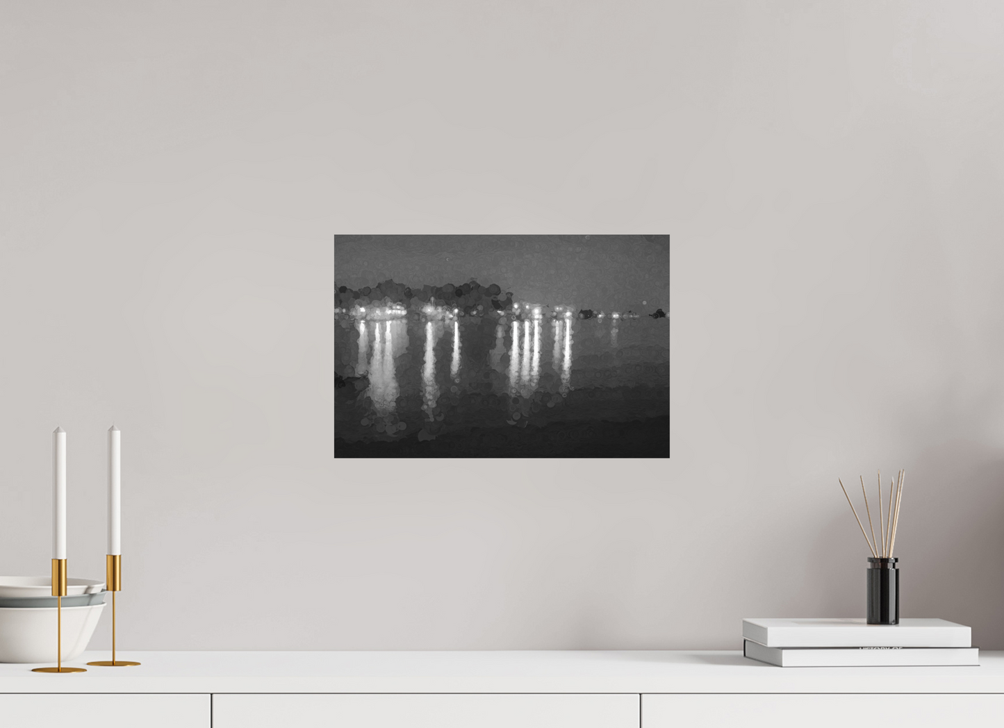 15 x 10″, Black and White Print Reflecting on the Lake Life