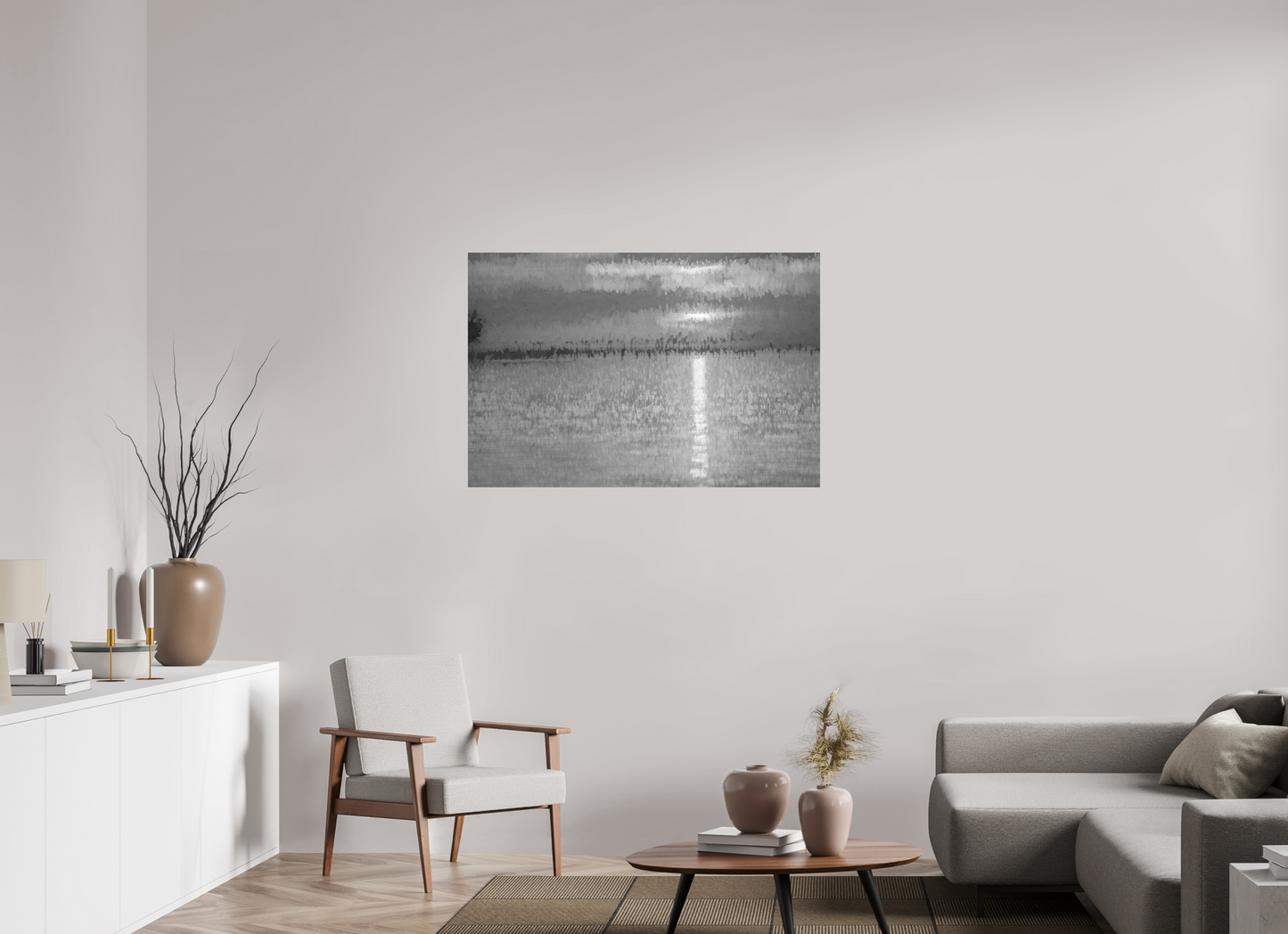 45 x 30″, Black and White Print Golden Sunset