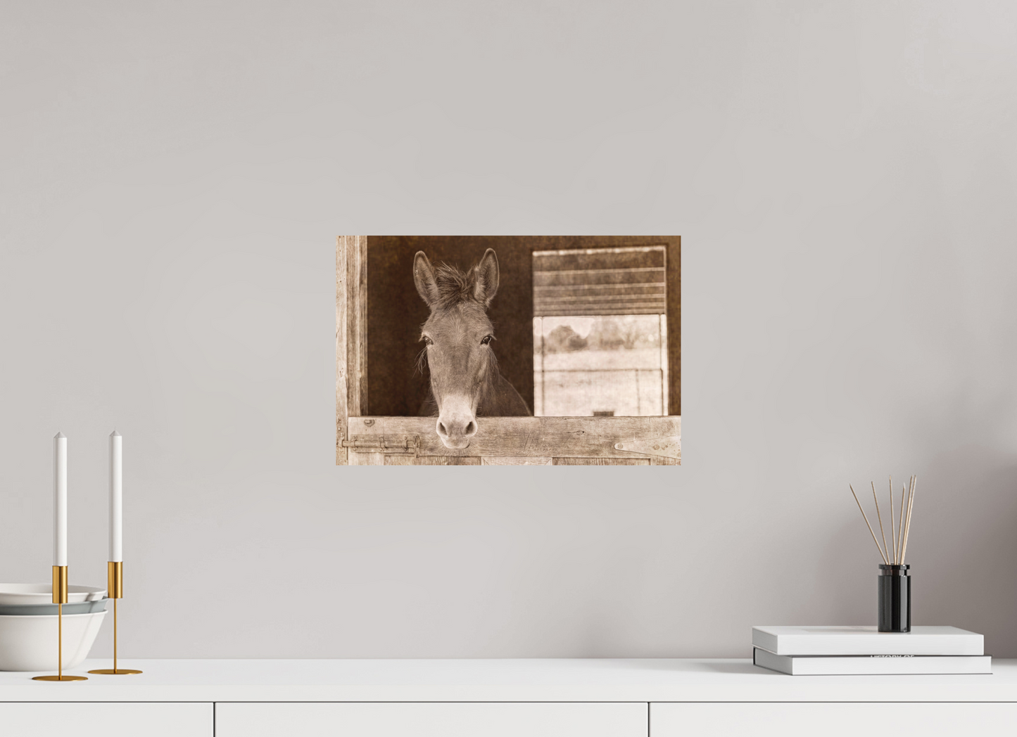 15 x 10″, Aluminum - low glare Horsey contemplation