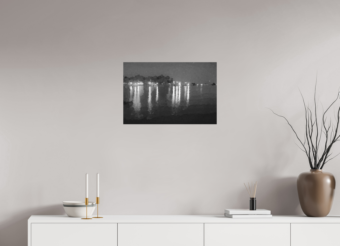 24 x 16″, Black and White Print Reflecting on the Lake Life