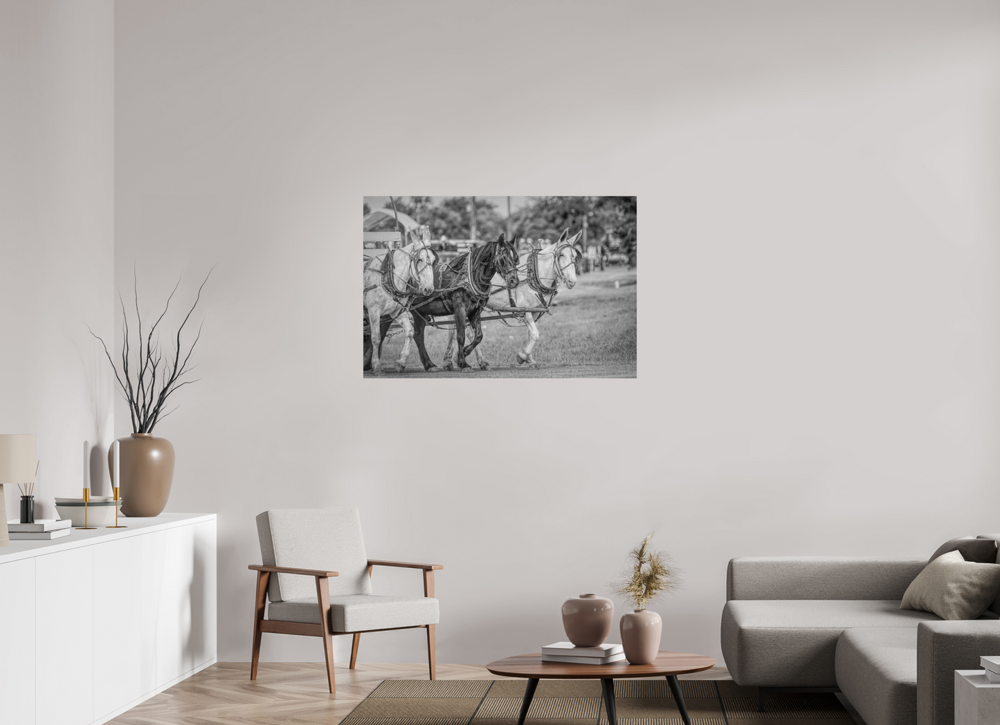 45 x 30″, Black and White Print Horsepower