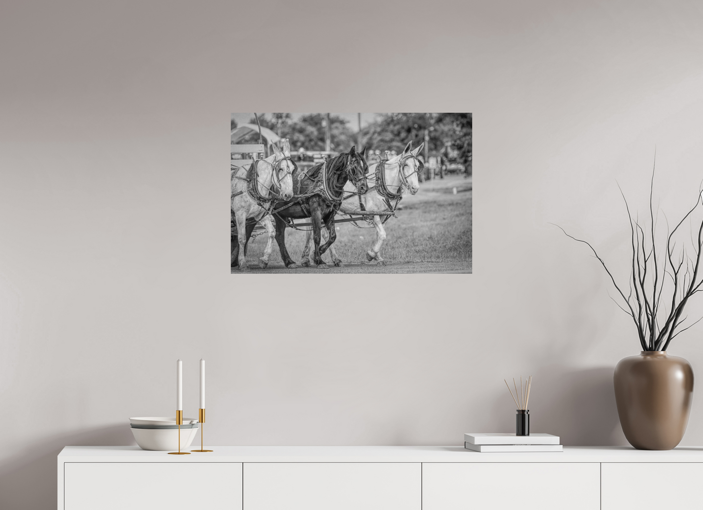 30 x 20″, Black and White Print Horsepower