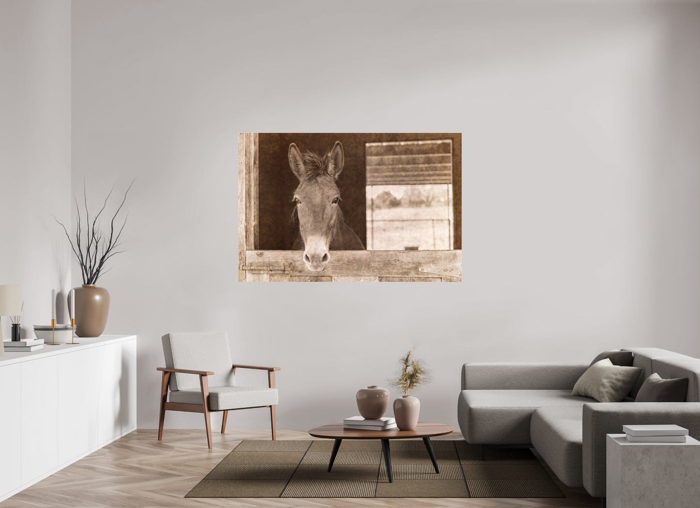 66 x 44″, Acrylic - low glare Horsey contemplation