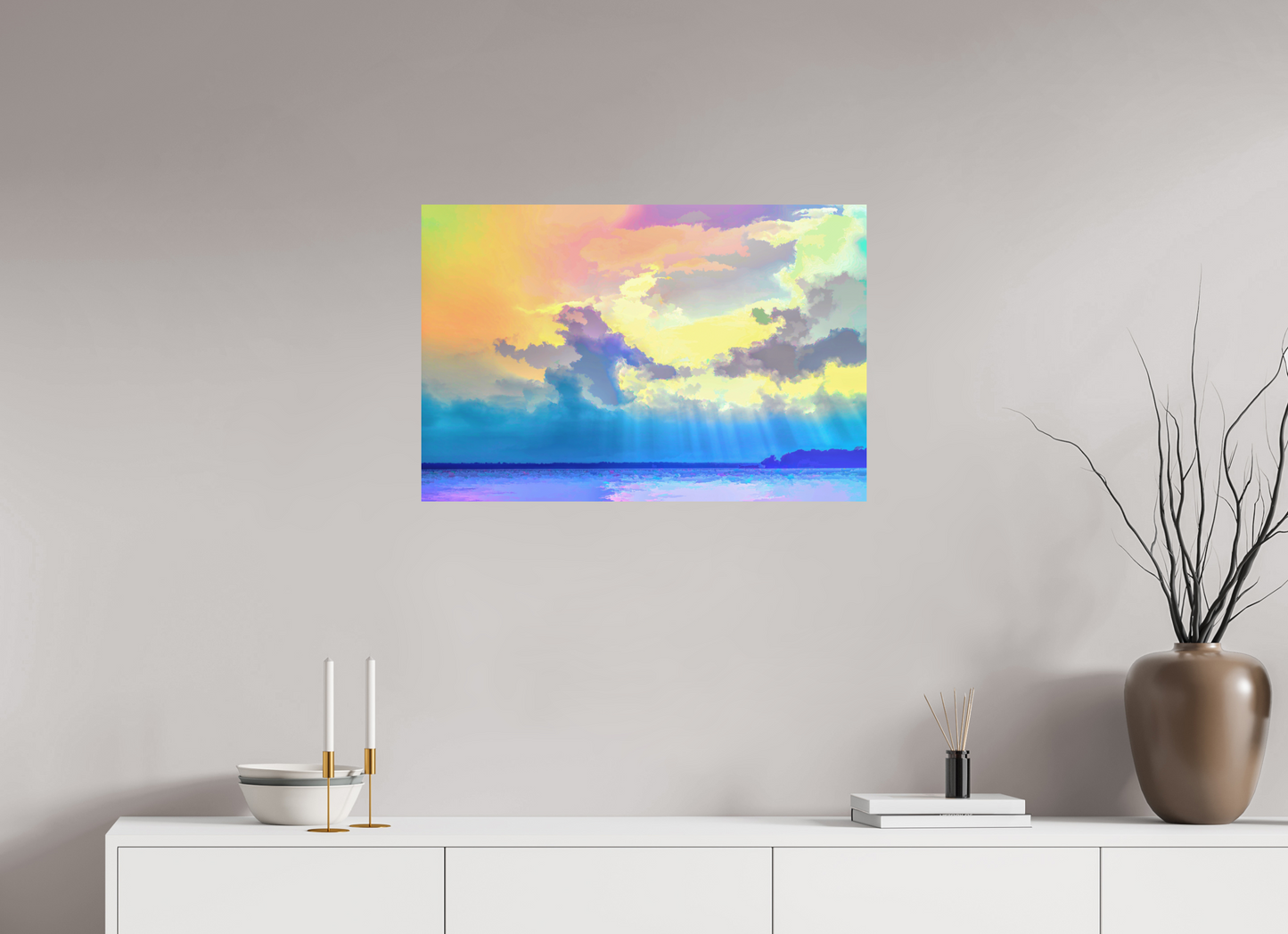 30 x 20″, Aluminum - low glare Radiant Clouds